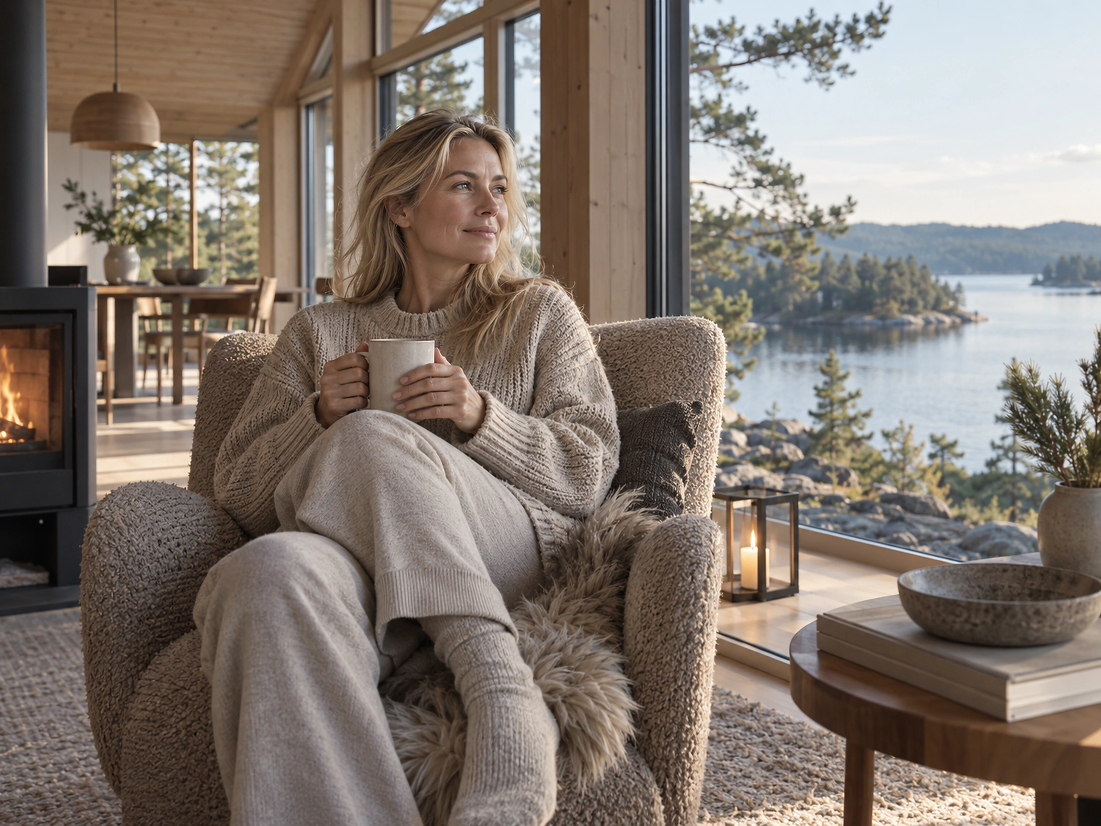 Swedish woman in a light Nordic interior